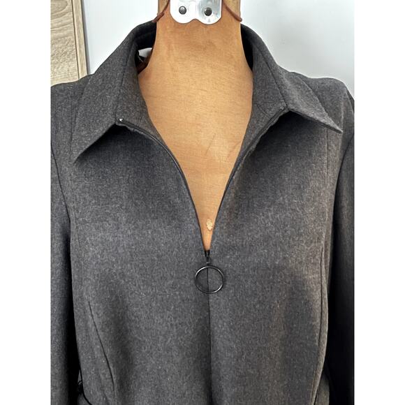 Akris Punto Sz 14 Fit and Flare Wool Dress Gray Office Minimalist Tailored Sleek - Picture 7 of 16